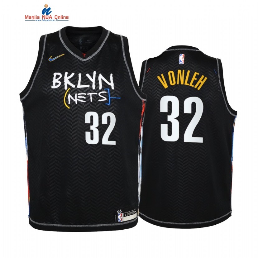 Maglia NBA Bambino Brooklyn Nets #32 Noah Vonleh Nero Città 2020-21 Acquista