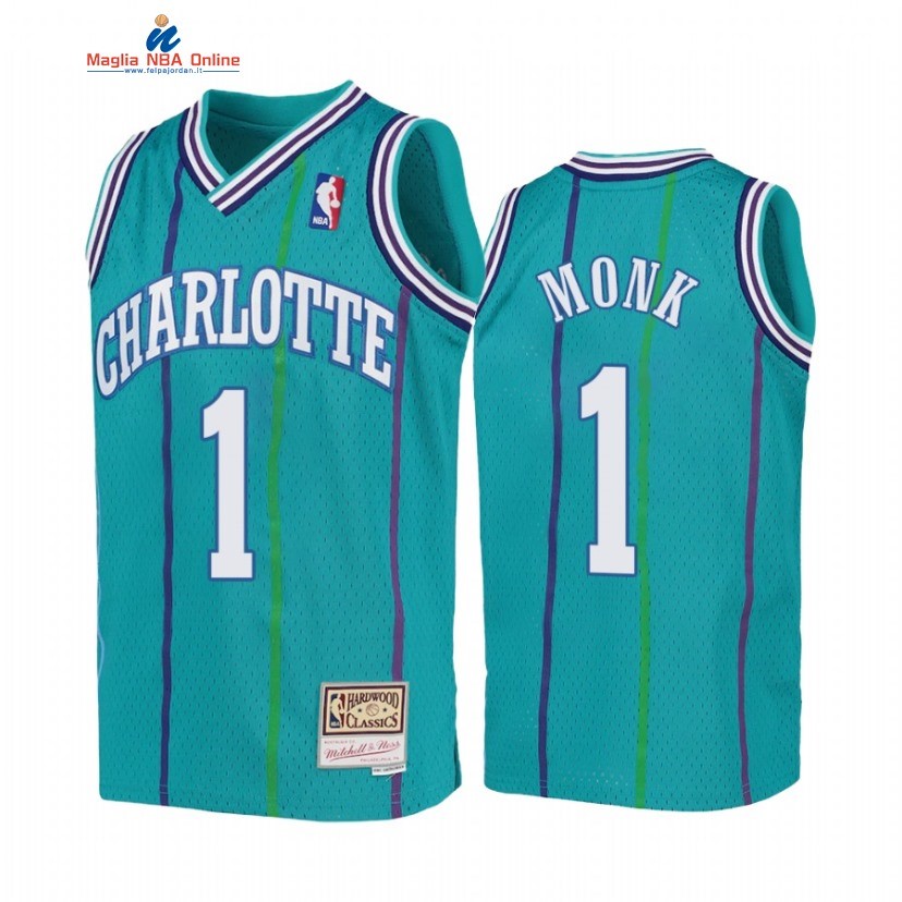 Maglia NBA Bambino Charlotte Hornets #1 Malik Monk Teal Hardwood Classics 1992-93 Acquista