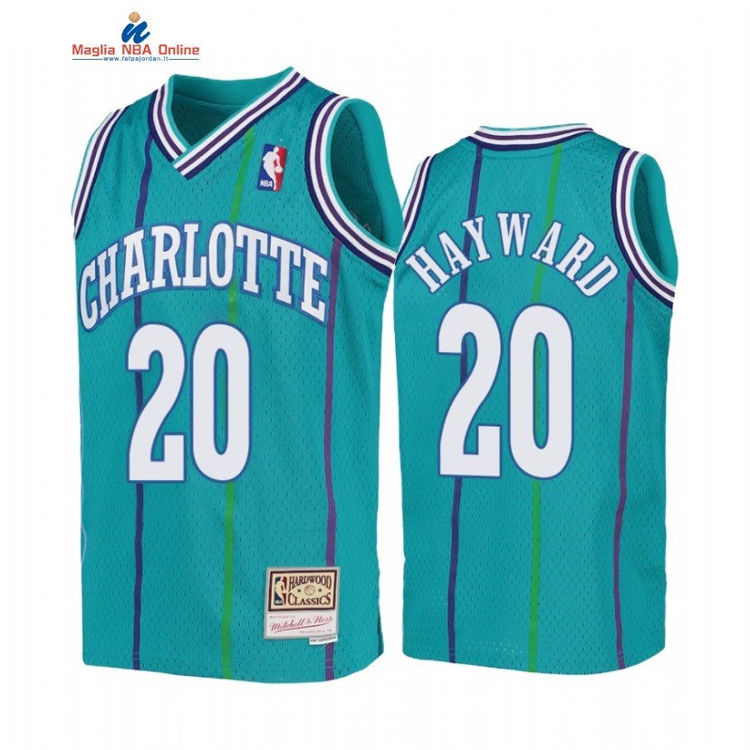 Maglia NBA Bambino Charlotte Hornets #20 Gordon Hayward Teal Hardwood Classics 1992-93 Acquista