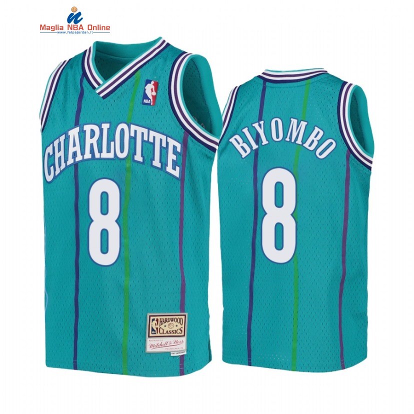 Maglia NBA Bambino Charlotte Hornets #8 Bismack Biyombo Teal Hardwood Classics 1992-93 Acquista