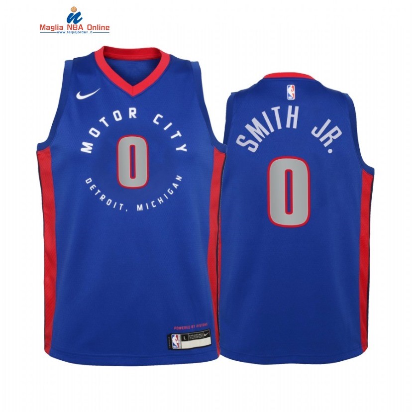 Maglia NBA Bambino Detroit Pistons #0 Dennis Smith Jr. Blu Città 2020-21 Acquista