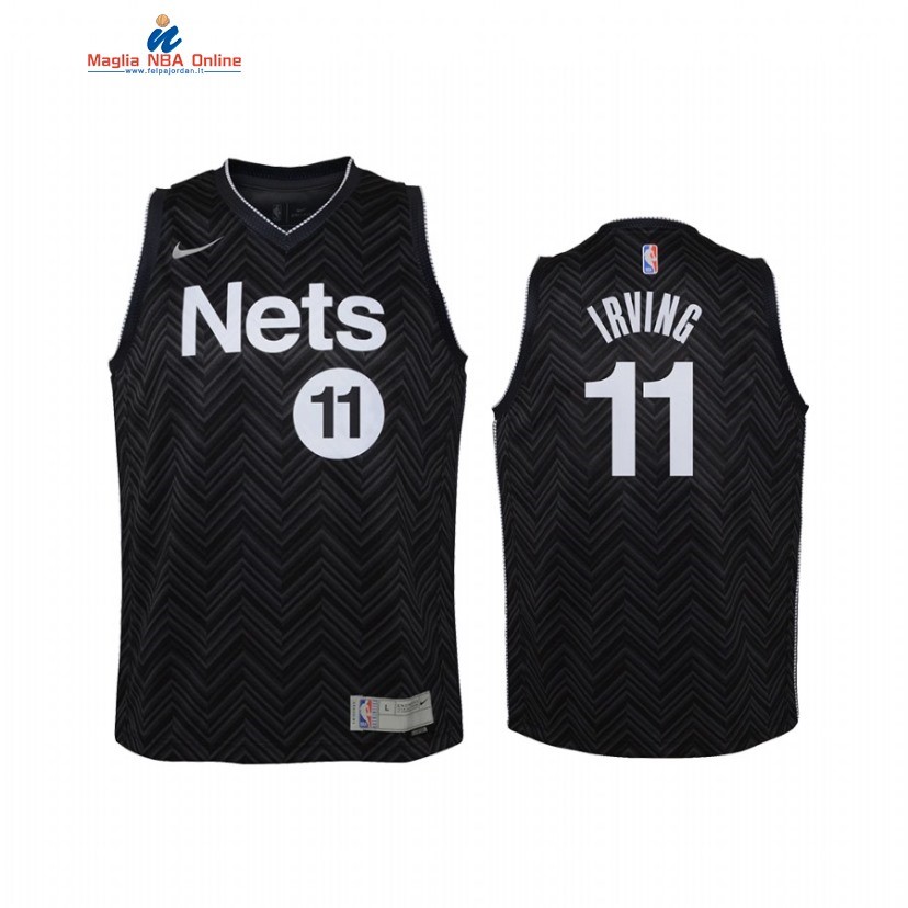 Maglia NBA Bambino Earned Edition Brooklyn Nets #11 Kyrie Irving Nero 2021 Acquista