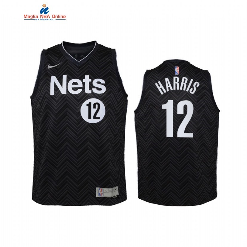 Maglia NBA Bambino Earned Edition Brooklyn Nets #12 Joe Harris Nero 2021 Acquista