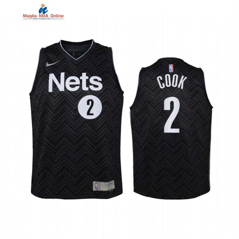 Maglia NBA Bambino Earned Edition Brooklyn Nets #2 Tyler Cook Nero 2020-21 Acquista