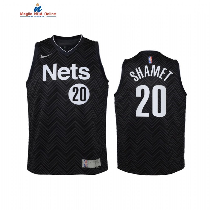 Maglia NBA Bambino Earned Edition Brooklyn Nets #20 Landry Shamet Nero 2021 Acquista