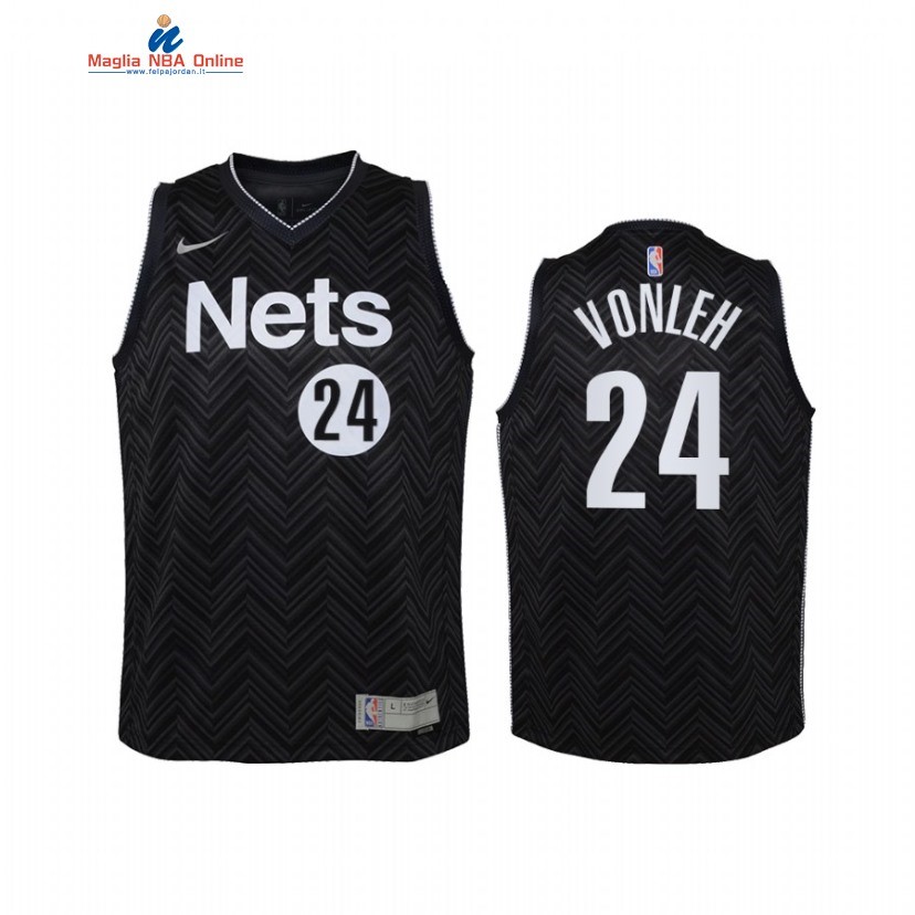 Maglia NBA Bambino Earned Edition Brooklyn Nets #24 Noah Vonleh Nero 2021 Acquista