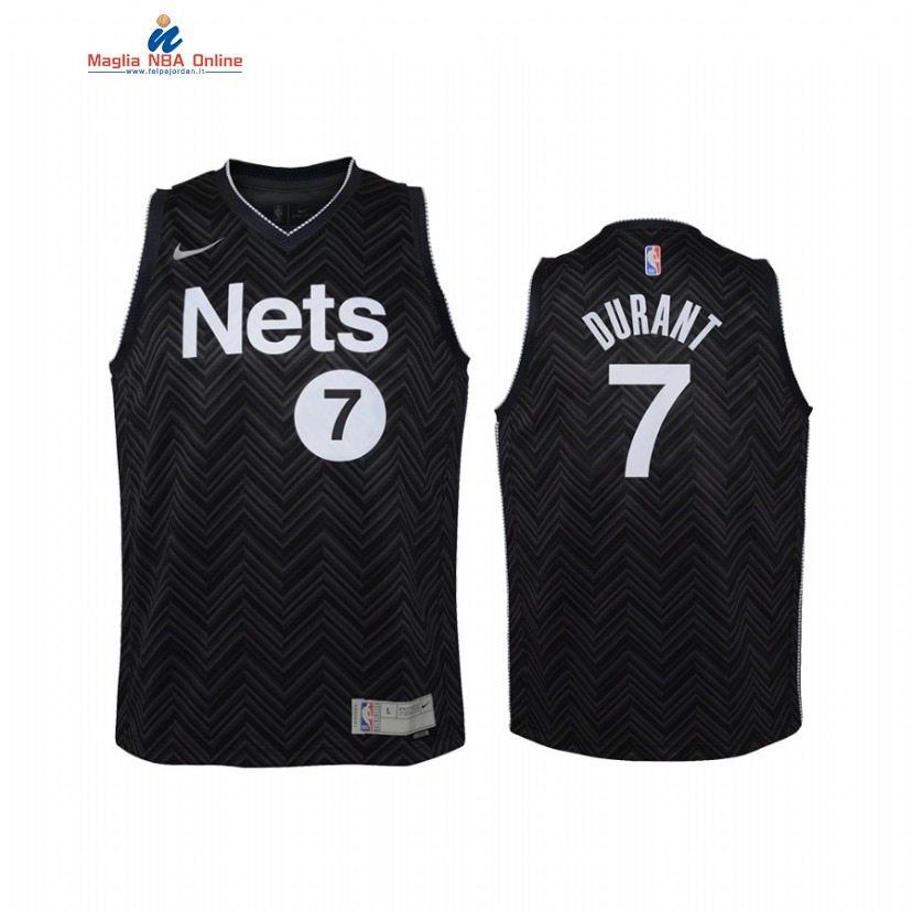Maglia NBA Bambino Earned Edition Brooklyn Nets #7 Keven Durant Nero 2021 Acquista
