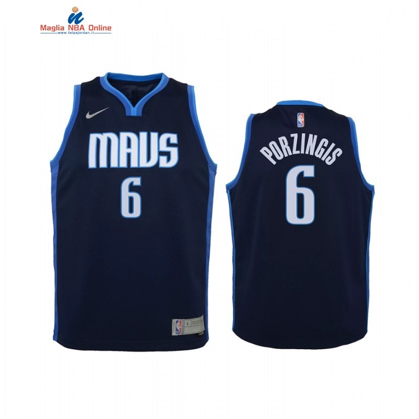 Maglia NBA Bambino Earned Edition Dallas Mavericks #6 Kristaps Porzingis Marino 2021 Acquista