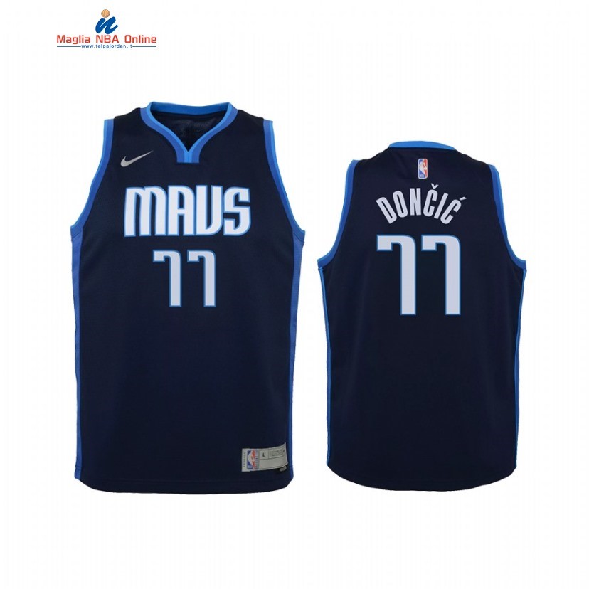 Maglia NBA Bambino Earned Edition Dallas Mavericks #77 Luka Doncic Marino 2021 Acquista