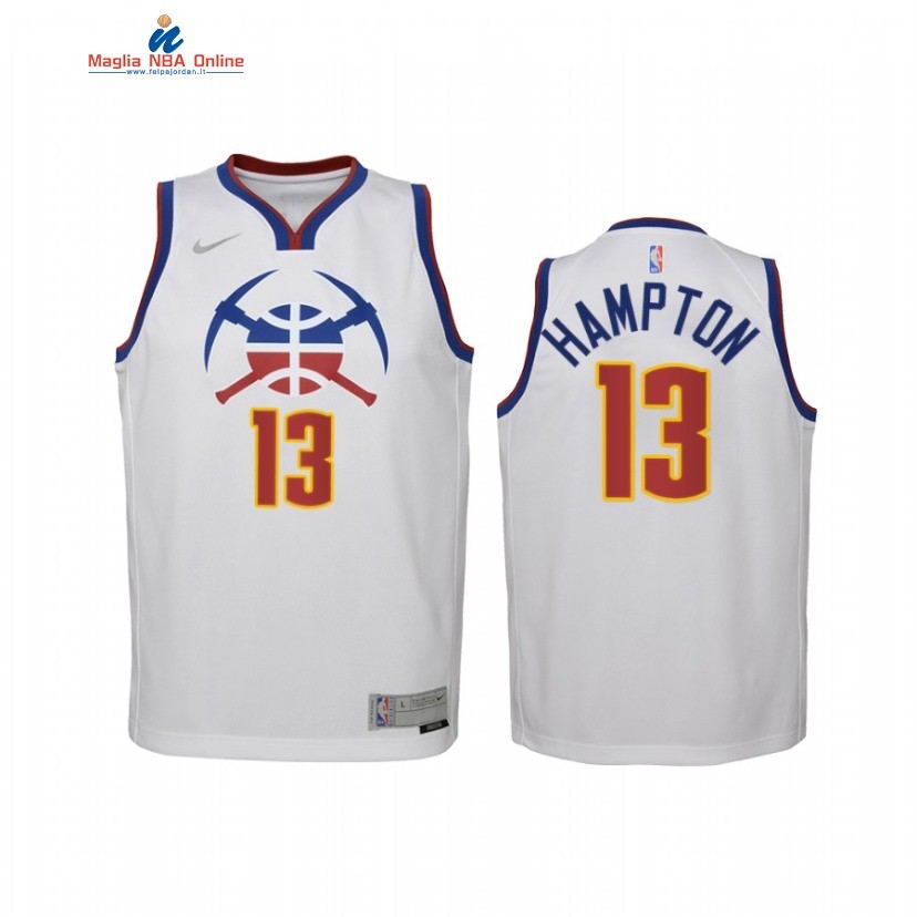Maglia NBA Bambino Earned Edition Denve Nuggets #13 R.J. Hampton Bianco 2021 Acquista