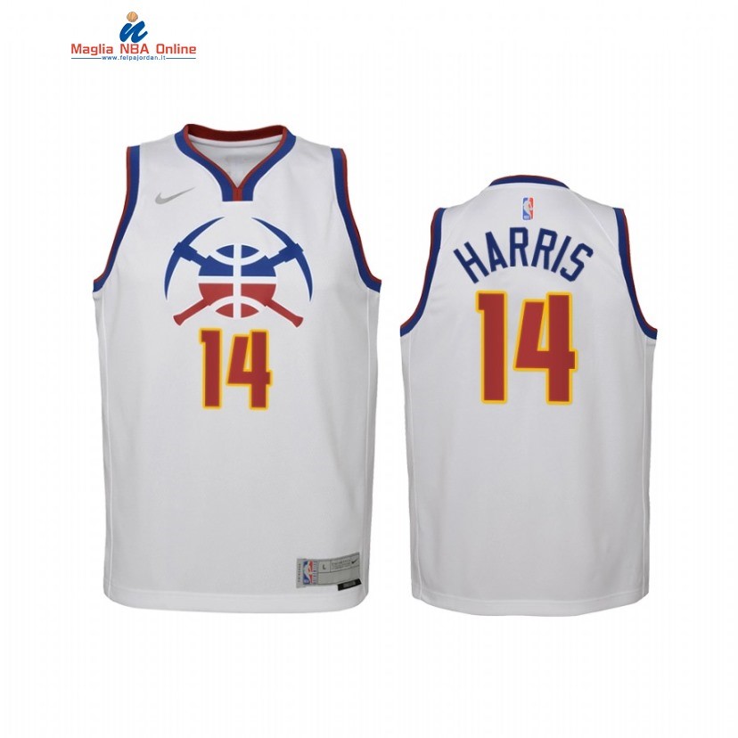 Maglia NBA Bambino Earned Edition Denve Nuggets #14 Gary Harris Bianco 2021 Acquista