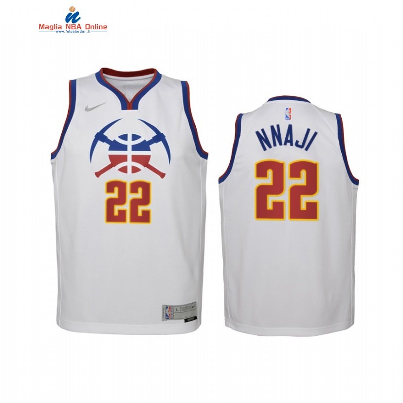 Maglia NBA Bambino Earned Edition Denve Nuggets #22 Zeke Nnaji Bianco 2021 Acquista