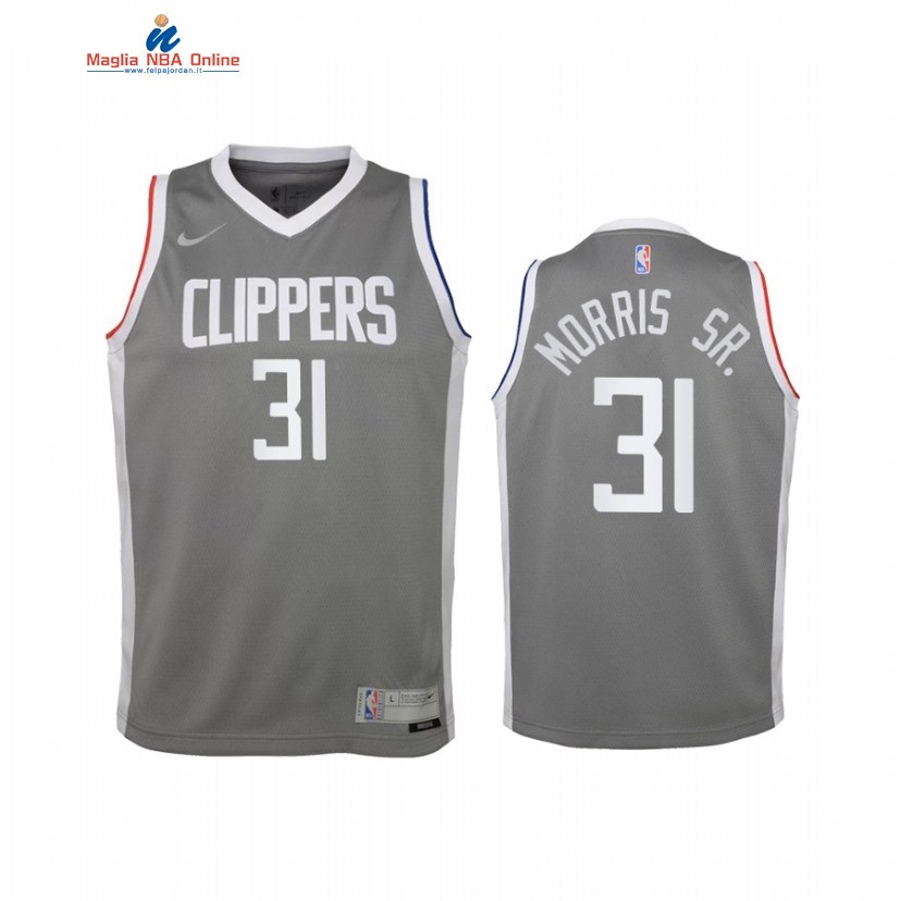 Maglia NBA Bambino Earned Edition Los Angeles Clippers #31 Marcus Morris Sr. Grigio 2021 Acquista