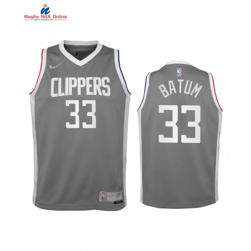 Maglia NBA Bambino Earned Edition Los Angeles Clippers #33 Nicolas Batum Grigio 2021 Acquista