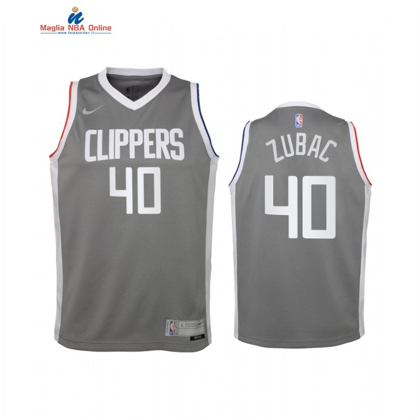 Maglia NBA Bambino Earned Edition Los Angeles Clippers #40 Ivica Zubac Grigio 2021 Acquista