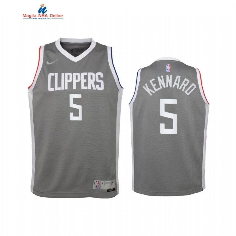 Maglia NBA Bambino Earned Edition Los Angeles Clippers #5 Luke Kennard Grigio 2021 Acquista