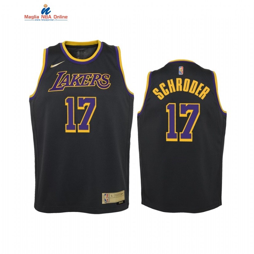 Maglia NBA Bambino Earned Edition Los Angeles Lakers #17 Dennis Schroder Nero 2021 Acquista