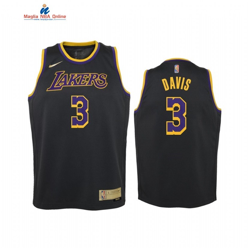 Maglia NBA Bambino Earned Edition Los Angeles Lakers #3 Anthony Davis Nero 2021 Acquista