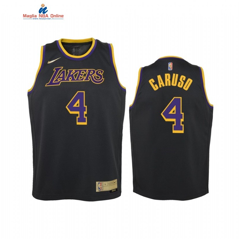 Maglia NBA Bambino Earned Edition Los Angeles Lakers #4 Alex Caruso Nero 2021 Acquista