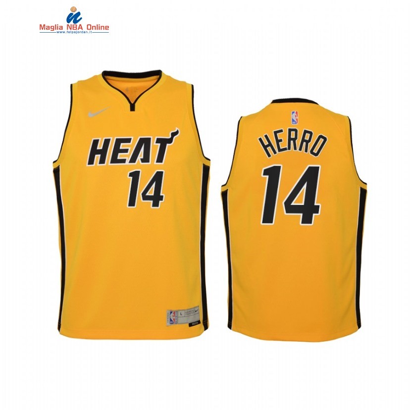 Maglia NBA Bambino Earned Edition Miami Heat #14 Tyler Herro Giallo 2021 Acquista