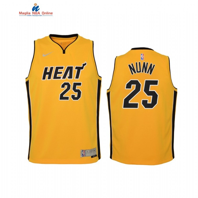 Maglia NBA Bambino Earned Edition Miami Heat #25 Kendrick Nunn Giallo 2021 Acquista