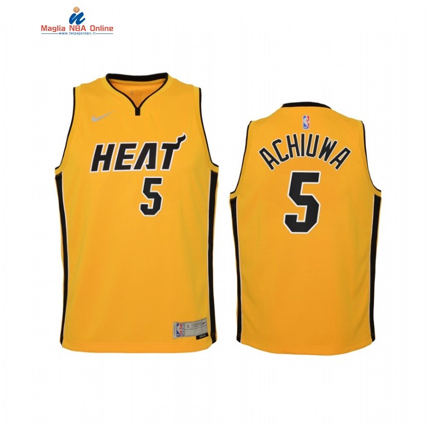 Maglia NBA Bambino Earned Edition Miami Heat #5 Precious Achiuwa Giallo 2021 Acquista