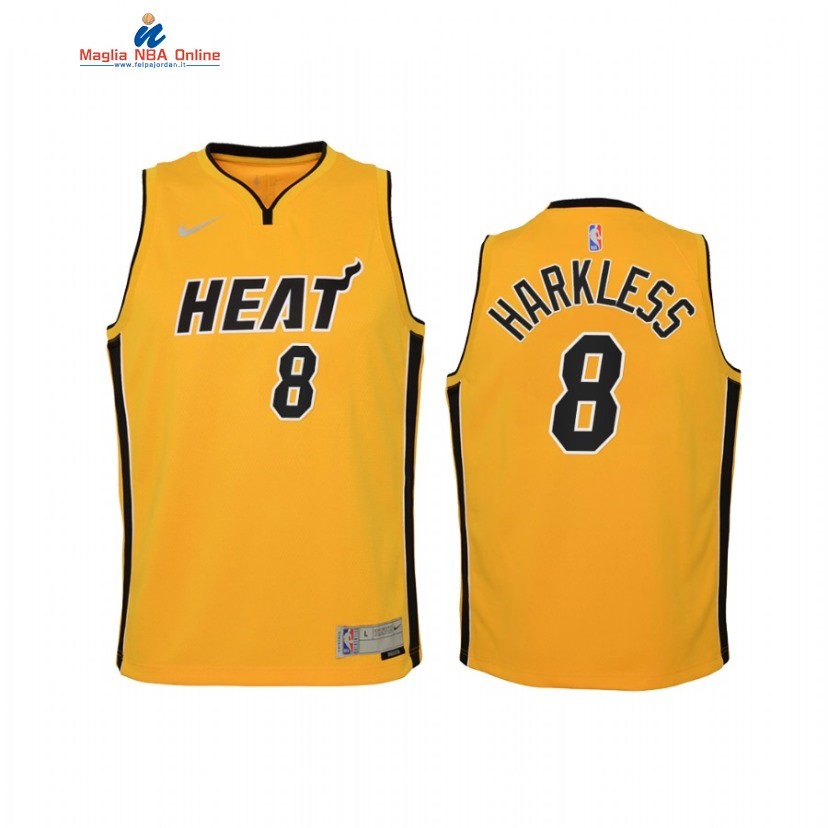 Maglia NBA Bambino Earned Edition Miami Heat #8 Maurice Harkless Giallo 2021 Acquista