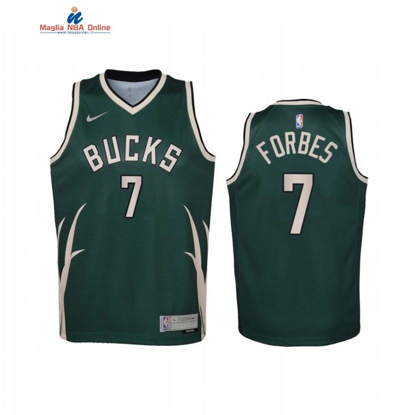 Maglia NBA Bambino Earned Edition Milwaukee Bucks #7 Bryn Forbes Verde 2021 Acquista