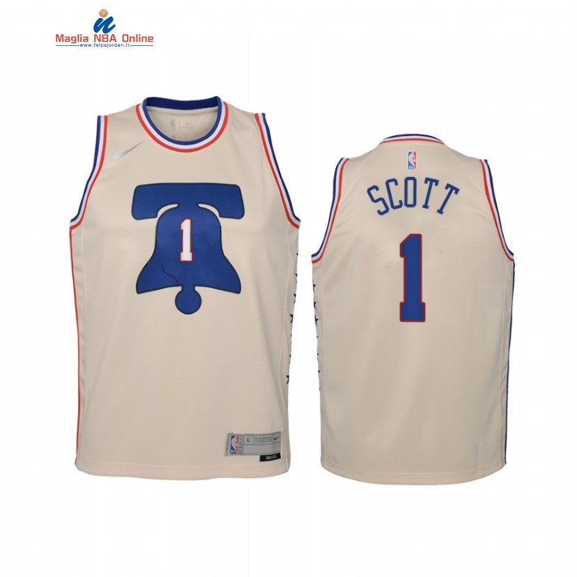 Maglia NBA Bambino Earned Edition Philadelphia Sixers #1 Mike Scott Crema 2021 Acquista