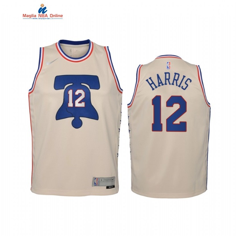 Maglia NBA Bambino Earned Edition Philadelphia Sixers #12 Tobias Harris Crema 2021 Acquista