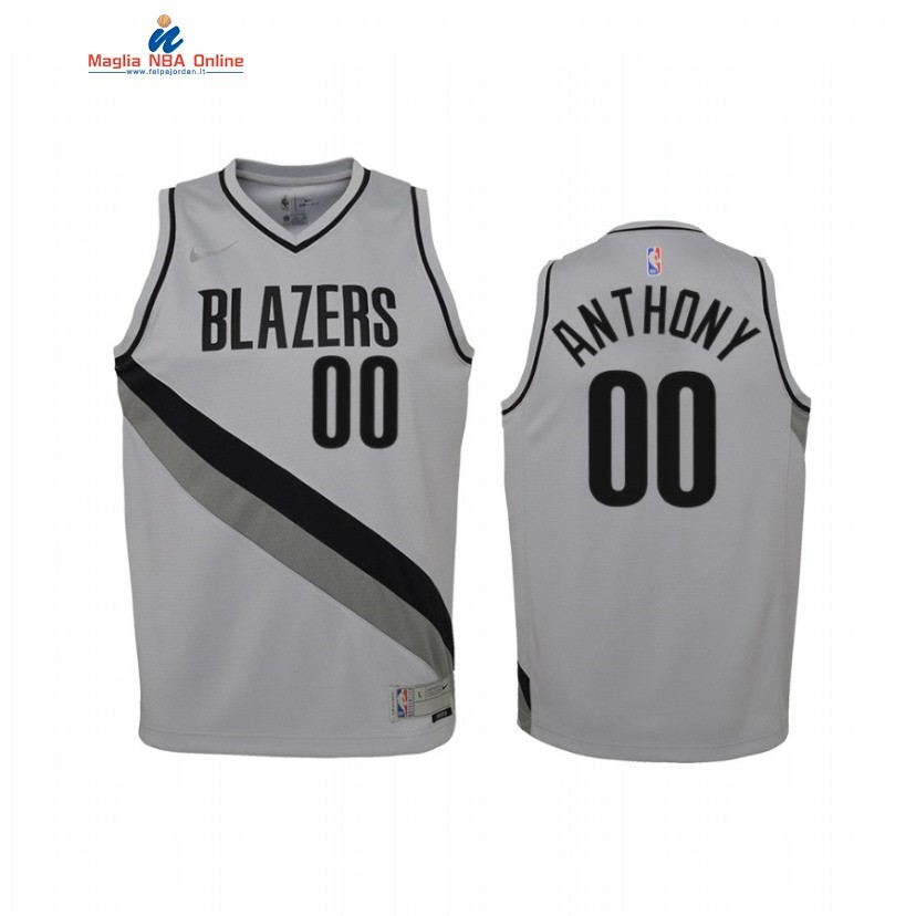 Maglia NBA Bambino Earned Edition Portland Trail Blazers #00 Carmelo Anthony Grigio 2021 Acquista