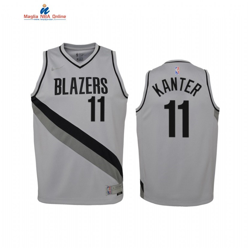 Maglia NBA Bambino Earned Edition Portland Trail Blazers #11 Enes Kanter Grigio 2021 Acquista