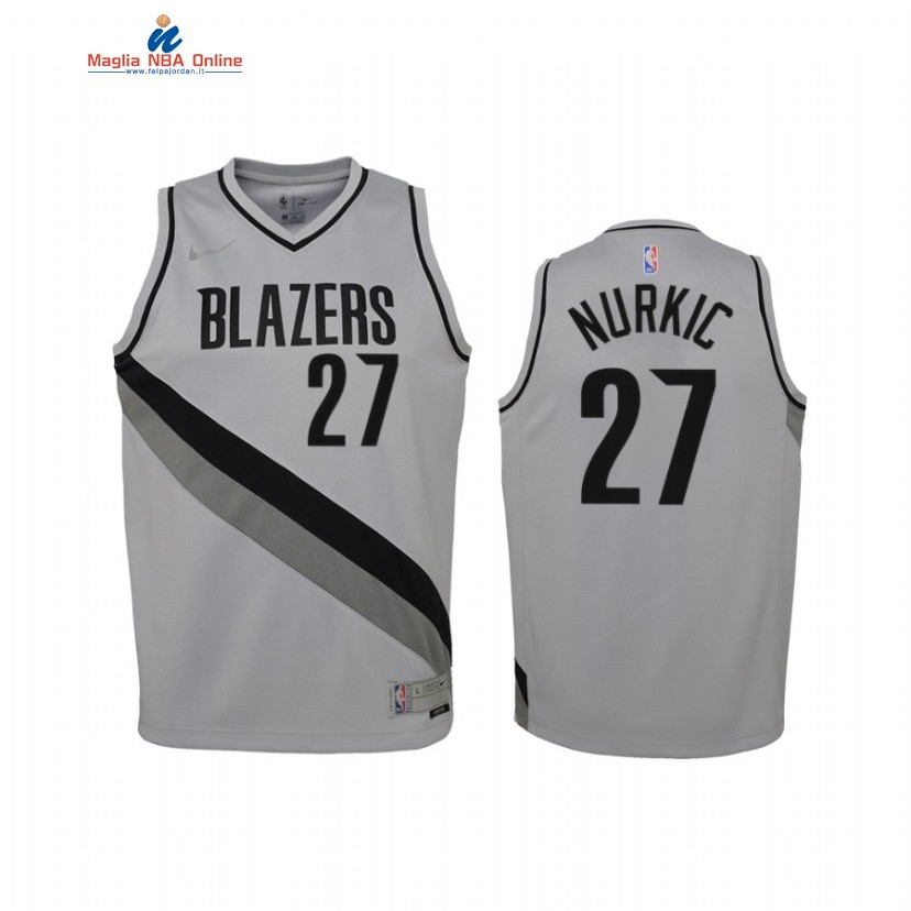 Maglia NBA Bambino Earned Edition Portland Trail Blazers #27 Jusuf Nurkic Grigio 2021 Acquista