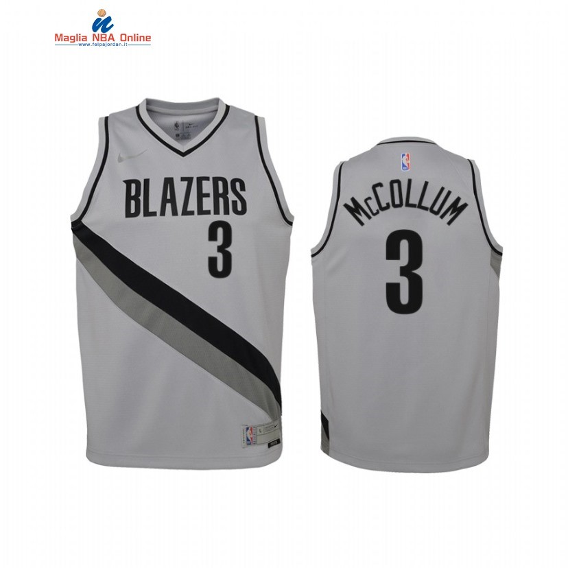 Maglia NBA Bambino Earned Edition Portland Trail Blazers #3 C.J. McCollum Grigio 2021 Acquista