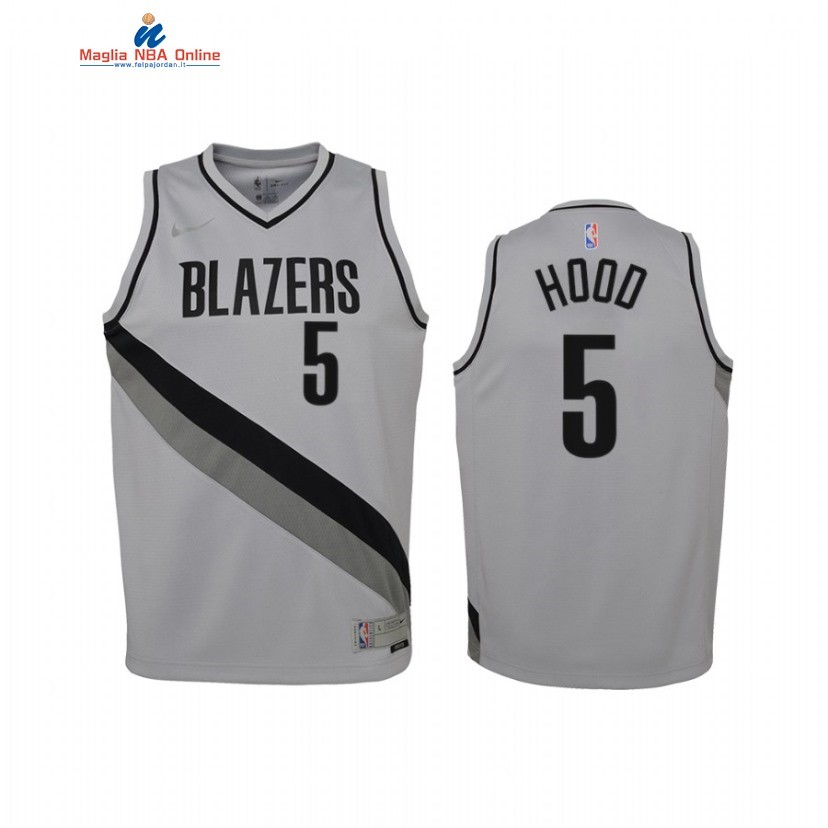 Maglia NBA Bambino Earned Edition Portland Trail Blazers #5 Rodney Hood Grigio 2021 Acquista