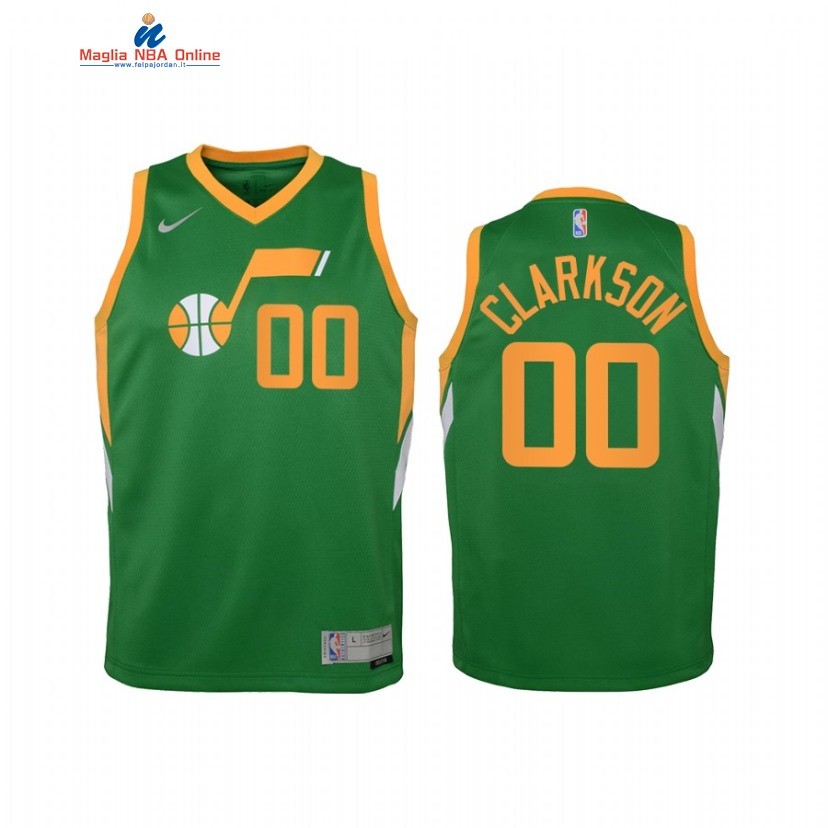 Maglia NBA Bambino Earned Edition Utah Jazz #00 Jordan Clarkson Verde 2021 Acquista