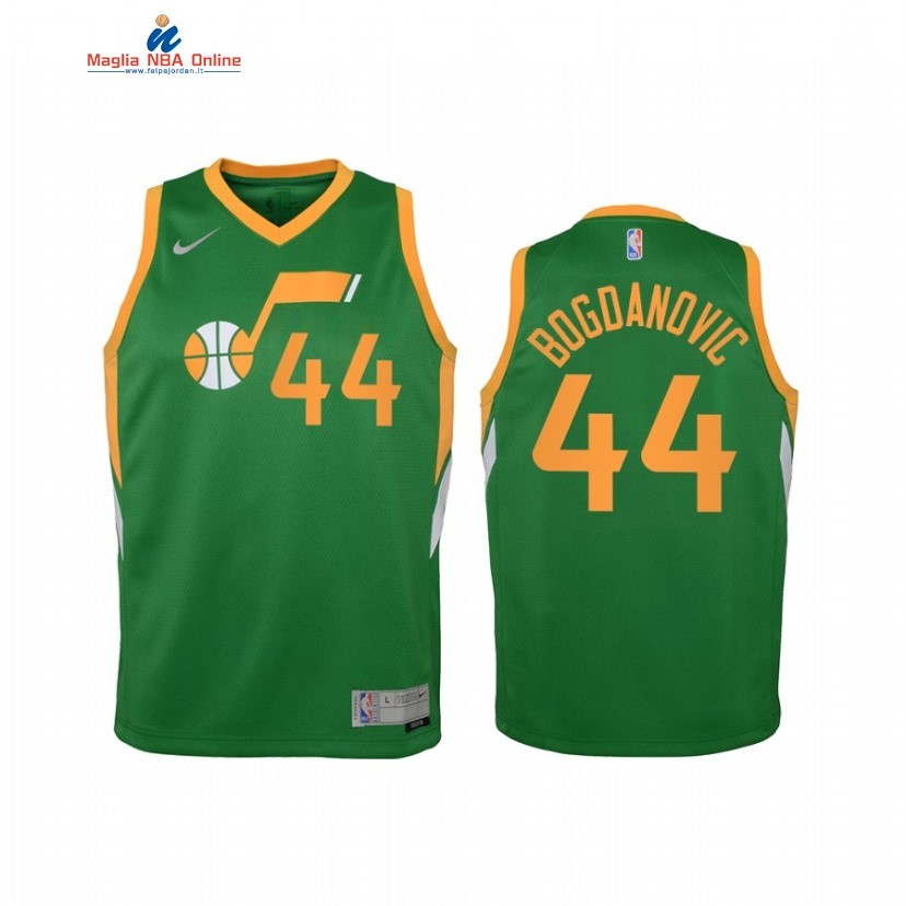 Maglia NBA Bambino Earned Edition Utah Jazz #44 Bojan Bogdanovic Verde 2021 Acquista