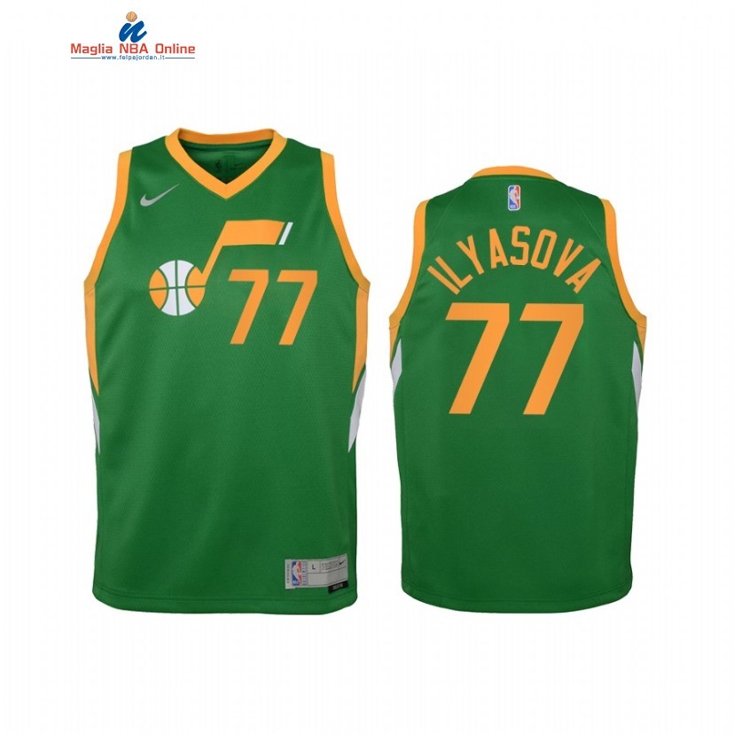 Maglia NBA Bambino Earned Edition Utah Jazz #77 Ersan Ilyasova Verde 2021 Acquista