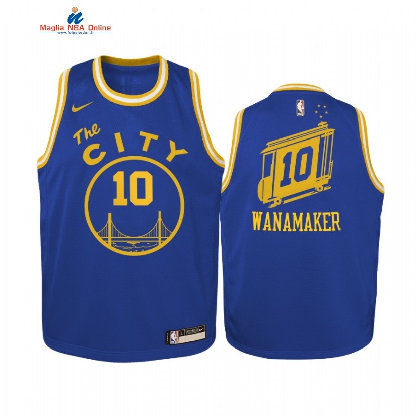 Maglia NBA Bambino Golden State Warriors #10 Brad Wanamaker Blu Hardwood Classics 2020-21 Acquista
