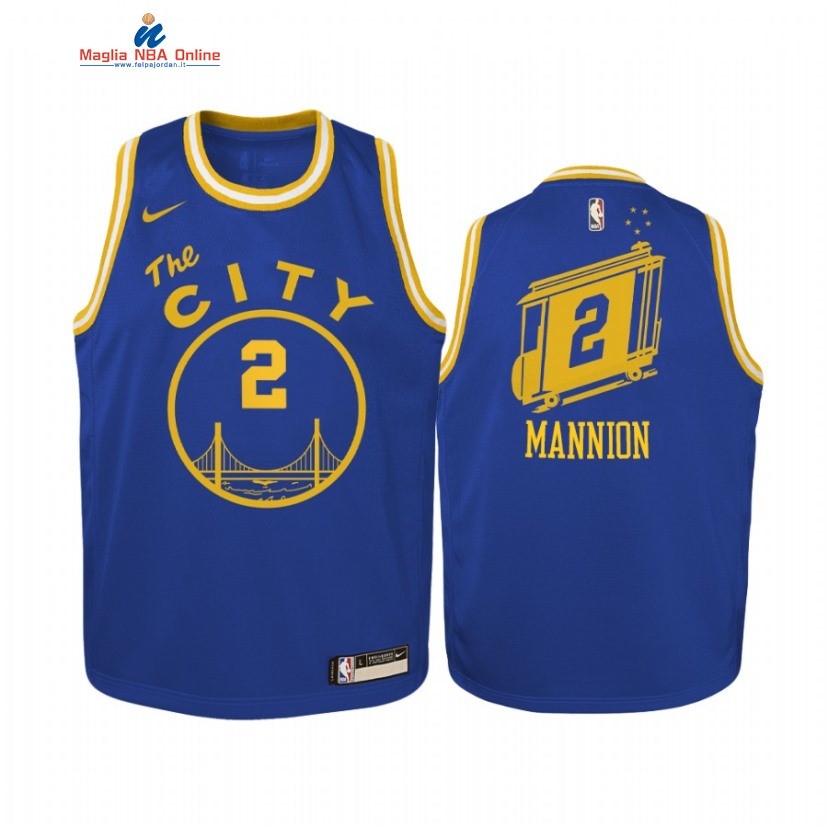 Maglia NBA Bambino Golden State Warriors #2 Nico Mannion Blu Hardwood Classics 2020-21 Acquista