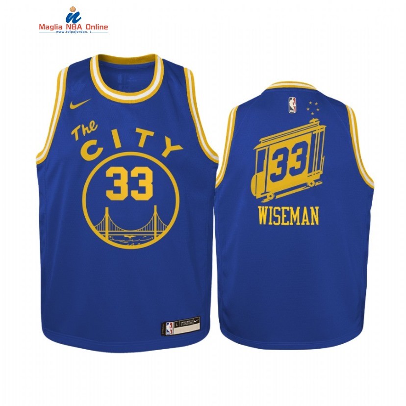 Maglia NBA Bambino Golden State Warriors #33 James Wiseman Blu Hardwood Classics 2020-21 Acquista