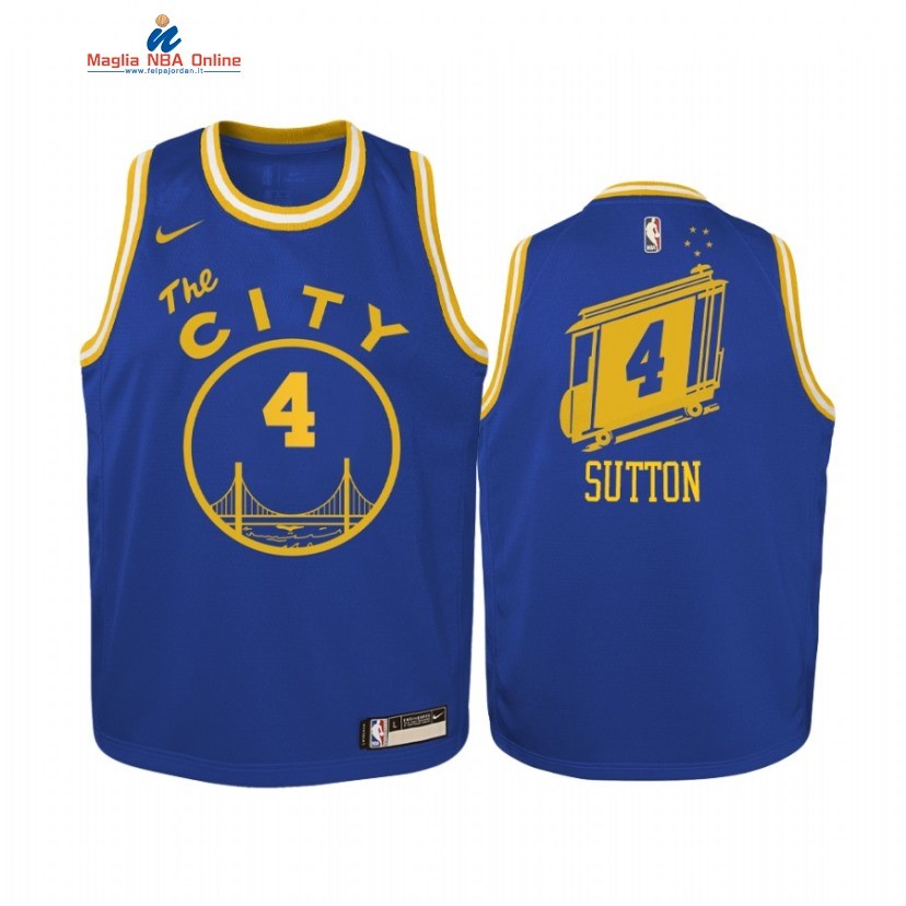 Maglia NBA Bambino Golden State Warriors #4 Dwayne Sutton Blu Hardwood Classics 2020-21 Acquista