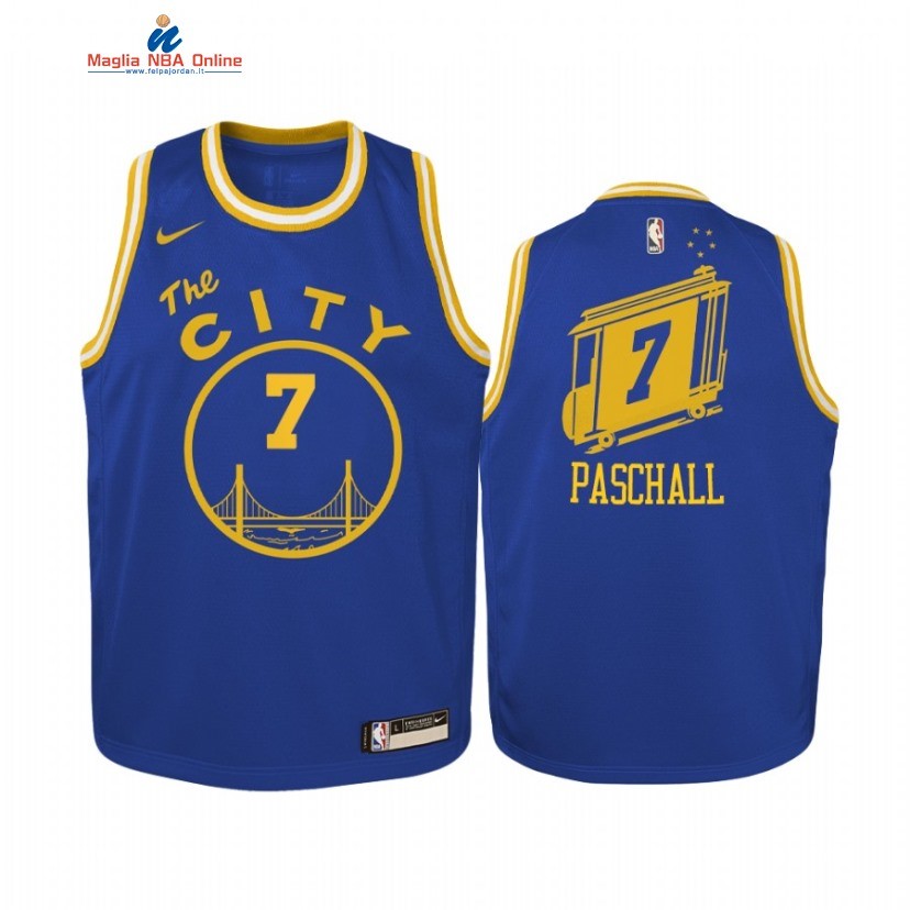 Maglia NBA Bambino Golden State Warriors #7 Eric Paschall Blu Hardwood Classics 2020-21 Acquista