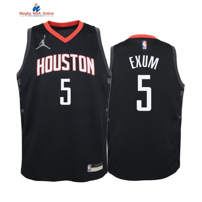 Maglia NBA Bambino Houston Rockets #5 Dante Exum Nero Statement 2021 Acquista