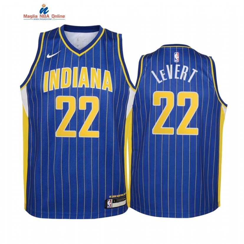 Maglia NBA Bambino Indiana Pacers #22 Caris LeVert Blu Città 2021 Acquista