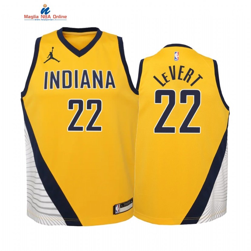 Maglia NBA Bambino Indiana Pacers #22 Caris LeVert Oro 2021 Acquista