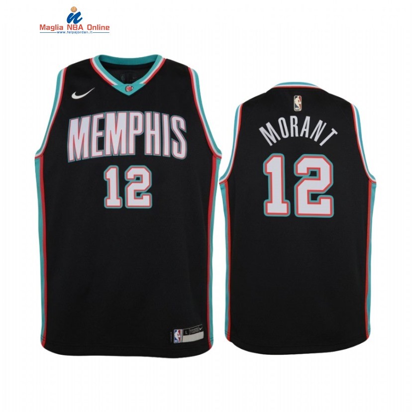 Maglia NBA Bambino Memphis Grizzlies #12 Ja Morant Nero Hardwood Classics 2020-21 Acquista