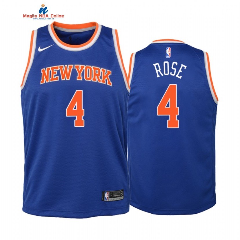 Maglia NBA Bambino New York Knicks #4 Derrick Rose Blu Icon 2020-21 Acquista