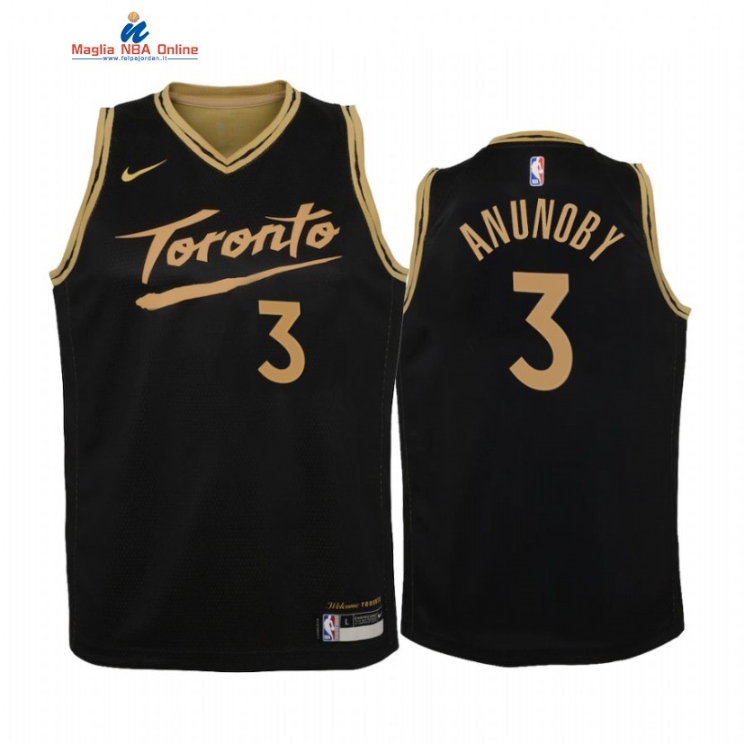 Maglia NBA Bambino Toronto Raptors #3 OG Anunoby Nero Città 2021 Acquista