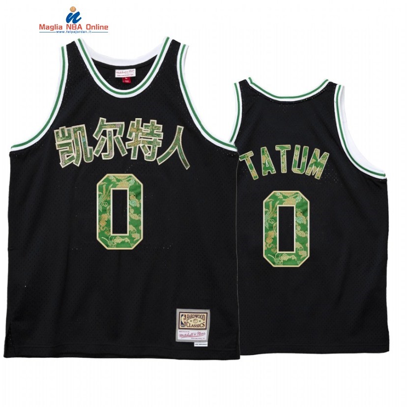 Maglia NBA Boston Celtics #0 Jayson Tatum CNY Nero Hardwood Classics 2021 Acquista